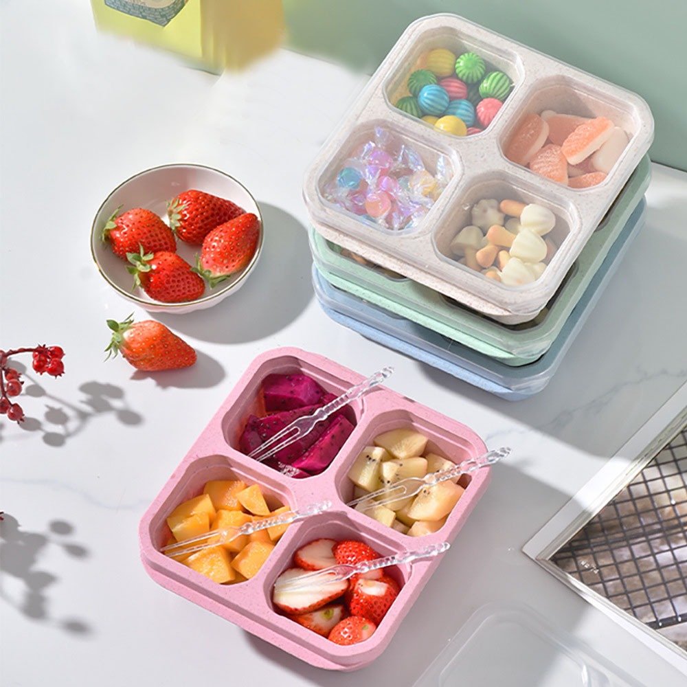 Meal Prep Dinners - 1pc Reusable Wheat Straw 4 Compartments
