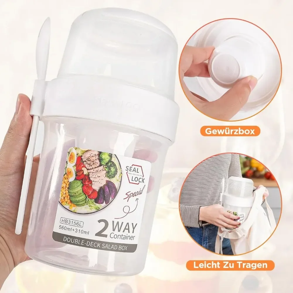 Salad Cup Breakfast Cups Porta - Meal Prep Yogurt Containers 评论和价格