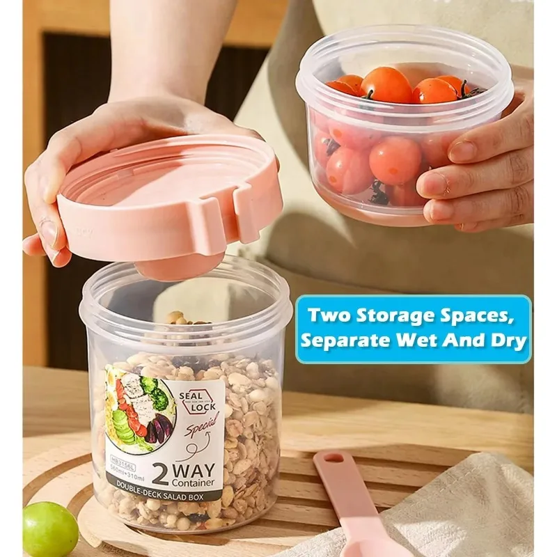 Portable Salad Cup Double Oatm - Meal Prep Yogurt Containers 评论和价格