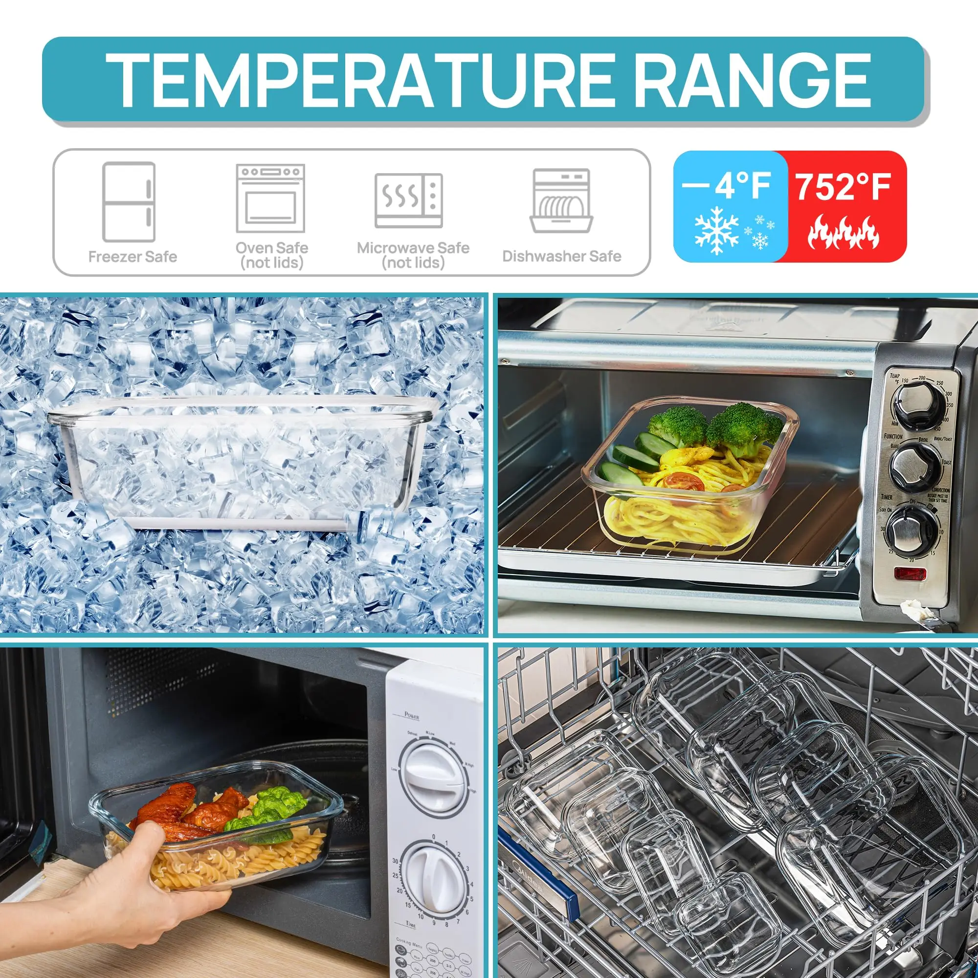 Glass Lunch Box Food Storage C - Meal Prep Dinners 评论和价格