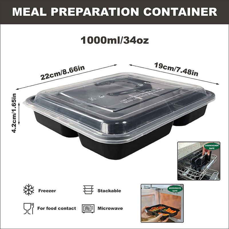 3-Compartment 34 Oz/1000 Ml, 1 - Meal Prep Gym Food 评论和价格